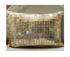 Sparkling Antique Silver - Decorativa Funda de Cojin 30 x 40 cm, Rectangle/Lumbar Plata Seda Antigua Moneda de Plata