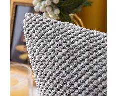 MIULEE Juego de 2 Soft Fundas granulado Fundas para Cojines Protectores Solid Decorativa Cuadrado Juego Fundas de Almohada de Lanzamiento Poliéster y Mezcla de poliéster 16"x16",2 Piezas Gris Claro