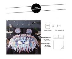 Morbuy Funda de edredón, Bohemio Boho 200 x 200 cm Conjunto de Ropa de Cama de Poliéster Suave de Microfibra Cremallera Funda de Almohada Conjunto Conjunto de Edredón Cubierta (Rey león)