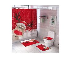Toosexylingerie - Juego de 4 tapetes Antideslizantes para decoración de Pedestal de Navidad, tapete para baño, Cortina de Ducha, muñeco de Nieve