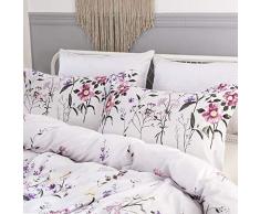 CHAOSE Funda Nórdica Material Avanzado Anti-ácaro Planta De Flores, Sueño Tranquilo Algodón Y Poliéster 3 Piezas (1 Funda Nórdica + 2 Funda De Almohada 48x74) ((220x 240cm) - Cama de 150/160)