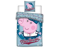 Arle-living 3 Piezas. Ropa de Cama Reversible para bebé, diseño de Peppa Pig George – renforcé 100 x 135 cm + 40 x 60 cm + 1 sábana Bajera 60 x 120 – 70 x 140 cm