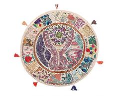 Stylo Culture Étnico Decorativo Ronda Bohemia Cojines De Suelo Exterior Gigantes Patchwork Fundas para Cojines De Sofa Blanco 70x70 cm Algodón Bordado Vintage Decoración del Hogar Funda De Almohada