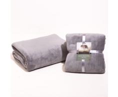 Sancarlos - Manta lisa microfibra, Gris, Cama de 150, Tamaño 235x240 cm