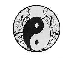 Mnsruu - Alfombra Redonda con diseño de Flores de Ying Yang Tao Zen para Sala de Estar o Dormitorio (92 cm de diámetro)