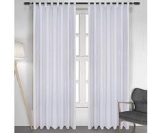 Woltu 1210-2 - Juego de 2 Cortinas Opacas con 8 Trabillas y alzapaños, Cortinas Pesadas y Opacas, Cortina térmica, Cortina para Dormitorio, salón o Puerta, Grau-/Blau- Weiss, 135x225 cm