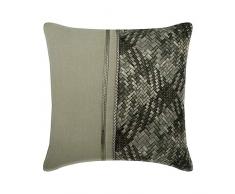 The HomeCentric Decorativo Gris Amortiguar, 55 x 55 cm Lino y Cuero Fundas De Almohadas, Funda de Cojín con, Labor de Retazos Fundas De Almohadas, Moderno Amortiguar - Grey Half Tone