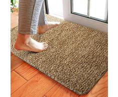 HOUSE DAY | Felpudo de Entrada de algodón Absorbente Alfombra Exterior para Puerta Alfombrilla Antideslizante Lavable a Máquina 45x75cm (Color Beis)