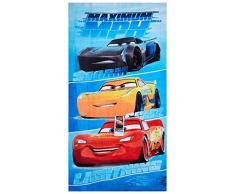 Toalla de playa de Disney Cars Maximum MPH, toalla de baño, toalla de 70 x 140 cm con Storm, Cruz y Lightning McQueen de algodón 100%, para niños