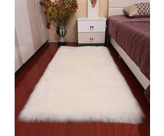 Insun Alfombras de Pelo Largo Alfombra de imitación de Piel de Cordero Mullida Alfombra Rectangular para Salón Dormitorio Sofá Silla Cojín Blanco 90x180cm