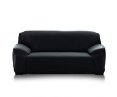 PETCUTE Fundas de sofá elasticas Protector de sofá Funda Elastica Chaise Longue Cubre Sofa Elastico Funda Sillon Negro 2 plazas