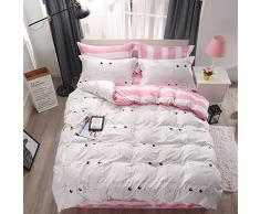 FANSU Conjuntos de Funda nórdica, 3pcs Funda de Almohada con Cremallera Suave de Fibra de Microfibra Ligera Elegante Elegante Protege y Cubre su edredón (Cama 135-180x220cm, Gato Blanco)