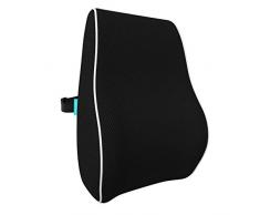 Bonmedico Almohada Ergonómica para Espalda de Espuma de Memoria, Almohada de Espalda para Posición Cómoda en Vida Diaria, Almohada Lumbar para el Hogar y Oficina, Negra, Estándar