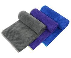 VIVOTE Toallas de Gimnasio de Microfibra Toalla Deportiva de Entrenamiento Deportivo Súper Absorbente Paquete de 3 35x75 CM (Gris + Azul Oscuro + Púrpura)