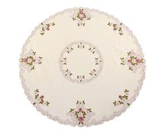 idalinya Mesa De Comedor PañO Redondo Floral Floral Flor Bordado Camino De Mesa Mantel Calado Mesa DecoracióN De Fiesta para Cocina DecoracióN De Mesa(200CM)