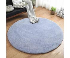 Liveinu Redondo Shaggy Alfombra con Respaldo Antideslizante Alfombra de Peluche Salón Modernas para Decoración Ø 60 cm Azul Gris