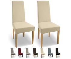 SCHEFFLER-Home Natalie 2 Fundas de sillas, Estirable Cubiertas, Algodón extraíble Funda con Banda elástica, Crema