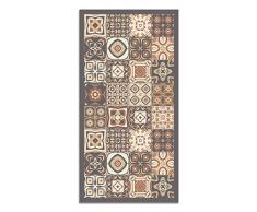 Panorama Alfombra Vinílica Baldosa Hidráulica Color Marrón 60 x 110 cm - Alfombra Cocina Vinilo - Alfombra Salón Antideslizante, Antihongos e Ignífuga - Alfombras Grandes - Alfombras PVC