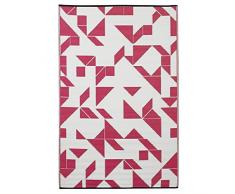 Fab Hab - Santa Cruz - Alfombra para Exterior e Interior - Remolacha y Negro - (90 cm x 150 cm)