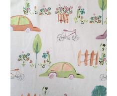 Tela por metros de cortina - Visillo estampado digital - 15% lino, 85% algodón - Ancho 300 cm - Largo a elección de 50 en 50 cm | Coches y bicis