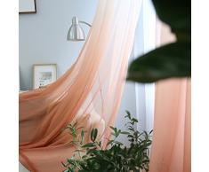 SIMPVALE 1 Pieza Cortinas de Gasa - degradados - Visillos Transparente - para Dormitorio, la Sala de Estar, balcón, Salon (Naranja con Blanco, Ancho 150cm / Altura 260cm)