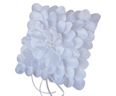 Mopec Cojín para alianzas en Color Blanco con pétalos y Centro de perlitas, Pack de 1 Unidad, Textil, 8.50x20.00x20.00 cm