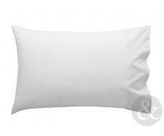 PAR de Fundas Almohada Lisas Polialgodón Lujo Dormitorio - 2 x Fundas Almohada - Tamaño Estándar, Polialgodón, Blanco