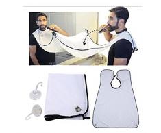 Delantal de barba impermeable de RUII, para adulto, barbero, tela, Blanco, 130x82cm