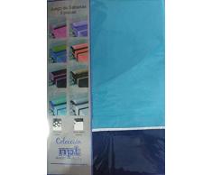(135 Celeste/Marino) BONELLA* JUEGO SÁBANAS DE VERANO LISAS (3 PIEZAS) MICROFIBRA, 2 COLORES, TACTO SUAVE, MUY LIGERAS, 1 FUNDA ALMOHADA, 1 BAJERA ELÁSTICA Y 1 ENCIMERA, PARA CAMA DE HASTA 200 CM DE LARGO ((135_x_200_cm CAMA