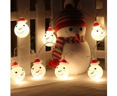 Cadena de luces Luces De Hadas Del Color Luces De Hadas Al Aire Libre Con Pilas De La Ventana De La Cortina Muñeco De Nieve Navideño Decoración De La Habitación Luces De Cadena, Blanco Cálido 10Led2Aa
