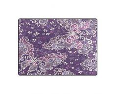 Use7 Alfombra con Estampado Floral de Mariposas moradas para salón o Dormitorio, Tela, 160cm x 122cm(5.3 x 4 Feet)