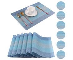 Manteles individuales Pesonlook Juegos de 6 con posavasos de 6 piezas para mesa de comedor Mantel individual de vinilo de PVC tejido Manteles antideslizantes lavables Manteles de cocina