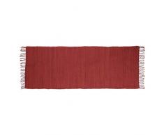 Relaxdays – Alfombra de Corredor con Flecos Rojo 80 x 200 cm 100% algodón Uni Alfombra de salón, Rojo