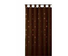 atenas home textile Cortina de baño Bordada con Trabillas Camelia 35% algodón 65% poliéster - 180x200 - Marrón