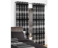 Just Contempo - Cortinas con Ojales (Chenilla y Seda sintética), Diseño a Rayas, poliéster, Negro, Gris, 1 x Funda de Cojín, 45,7 x 45,7 cm
