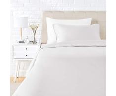 AmazonBasics - Juego de ropa de cama con funda de edredón, de satén, 135 x 200 cm / 50 x 80 cm x 1, Blanco