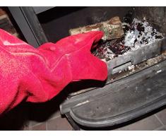 Guantes de resistente al calor de cuero quemador de leña, horno barbacoa de mesa, puede ser personalizado, canela (Rojo) - PAKLGG
