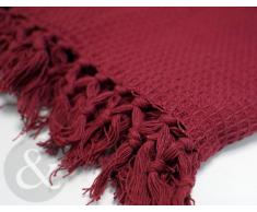 Just Contempo Manta de algodón Rojo Oscuro (Burgundy) Chair Throw 127 x 152 cm