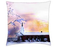 Iglesia cubierta de nieve - Funda de cojín (18
