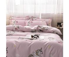 Fansu Juego de Ropa de Cama 3 Piezas, Cómodo Microfibra Nórdico Moderna Funda Nórdica Poliéster 1 Juego de Funda de Edredón y 2 Funda de Almohada (Cama 90-150x200cm,Unicornio Rosa)