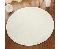 Insun Alfombra Shaggy Redondo Alfombra de Monocromática Decoración Interior Lavable Antideslizante para Sala de Estar y Dormitorio Crema 60cm Diámetro