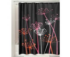 InterDesign Thistle Cortina de baño | Cortinas para baño grandes de 183,0 cm x 183,0 cm | Cortina de ducha de tela suave lavable | Con estampado de flores | Poliéster negro/rosa