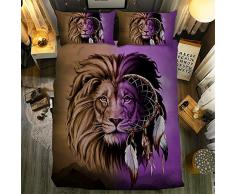 Fansu Juego de Ropa de Cama 3 Piezas Poliéster Microfibra Cazador de sueños Animal Juego de Fundas de Edredón Incluye 1 Funda Nórdica y 2 Funda de Almohada (Cama 150/160-220x240cm,León)
