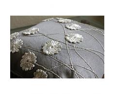 Lujo 55x55 cm Fundas De Almohadas Decorativas, Gris Cojines Cubren, Flor De La Cinta Cubierta De Almohadas, arte de la seda Cuadrado Fundas De Cojines, Floral - Floral Whispers