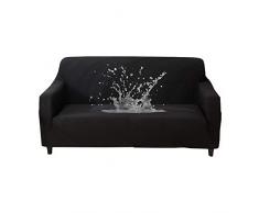 HOTNIU Funda de Sofá Elástica, Cubre Protector de Sofá Impermeable, Fundas Decorativas para Sofás Muebles, Cubierta Antideslizante de Asiento (3 Plazas, Negro)