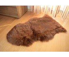 Piel de cordero pelo largo de piel natural decoración - Alfombra de pasillo, marrón claro, 90 - 100cm