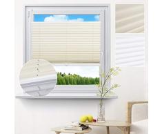 EUGAD Estor Plisado Persianas para Ventanas y Puertas Sin perforación Casi 100% Opaco 45x130 cm Crema 0067BZL