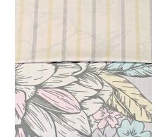 Just Contempo - Juego de Funda nórdica y Fundas de Almohada, diseño de Flores Reversible, Color Gris, Rosa y Beige, Mezcla de algodón, Pastel, Gris, Rosa, Beige, Crema, Matrimonio