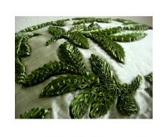 Leafy Days - Decorativa Funda de Cojin 60 x 60 cm, Square Verde Seda Satén Bordado de La Cinta