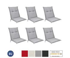 Beautissu Set de 6 Cojines para sillas de Exterior, tumbonas, mecedoras o Asientos con Respaldo bajo Base NL 100x50x6 Placas compactas de gomaespuma - Gris Claro